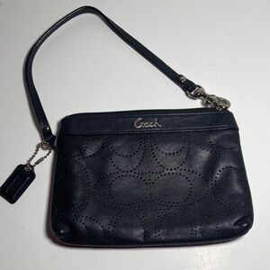 Coach Leather Logo Wristlet